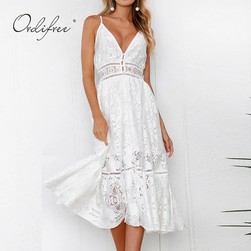 Ordifree 2019 Summer Women White Lace Dress Spaghetti Strap Sexy Backless Tunic Beach Dress
Ordifree 2019 Summer Women White Lace Dress Spaghetti Strap Sexy Backless Tunic Beach Dress