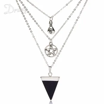 

Druzy Semi Gems Bead Alloy Money Bag Star Pentagram Pentacle Pagan Wiccan Witch Gothic Charms Pendant Lucky Protection Necklace