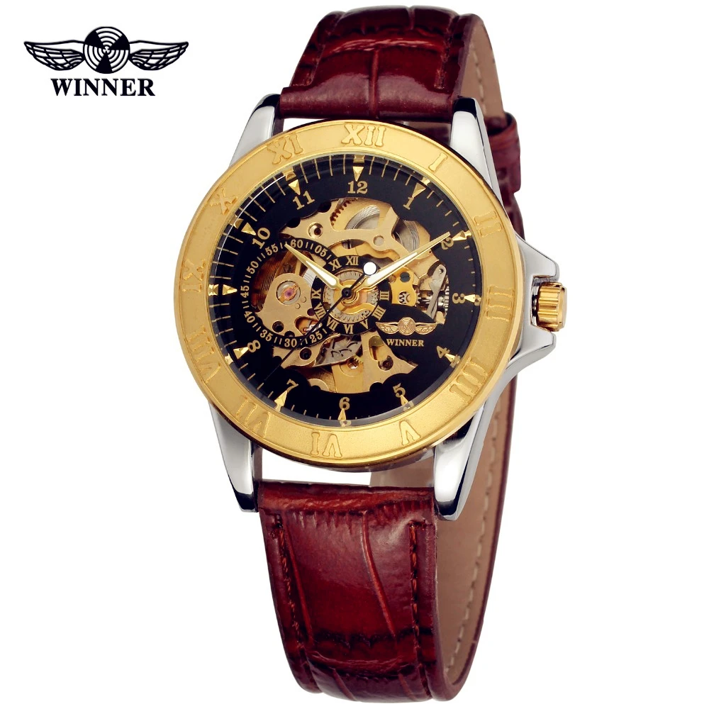 Fashion WINNER Men Luxury Brand Causal Skeleton Genuine Leather Watch Automatic Mechanical Wristwatches Gift Box Relogio Releges
Fashion WINNER Men Luxury Brand Causal Skeleton Genuine Leather Watch Automatic Mechanical Wristwatches Gift Box Relogio Releges