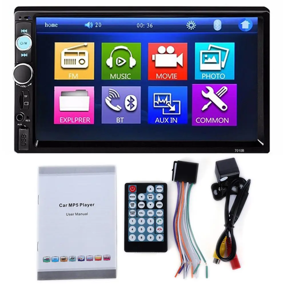 7010B 2 Din Car Video Player DVD 7 inch LCD Touch Screen Bluetooth FM Radio MP5 Player with 720P Camera
7010B 2 Din Car Video Player DVD 7 inch LCD Touch Screen Bluetooth FM Radio MP5 Player with 720P Camera