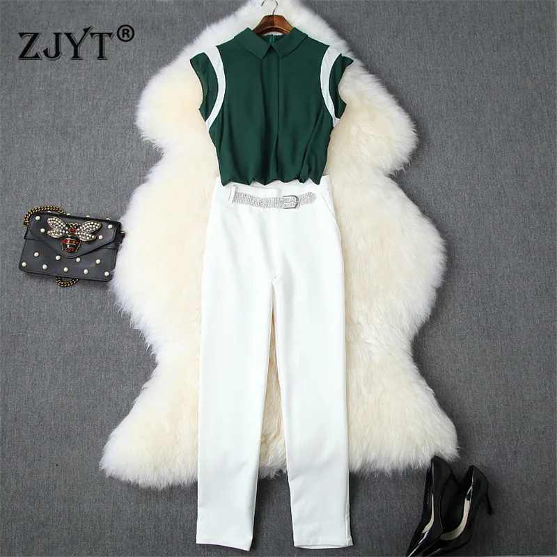 Elegant Lady OL Work 2Piece Set Women Summer Designer Outfits 2019 New Sleeveless Green Chiffon Top and Diamonds Pants Suit Sets
Elegant Lady OL Work 2Piece Set Women Summer Designer Outfits 2019 New Sleeveless Green Chiffon Top and Diamonds Pants Suit Sets