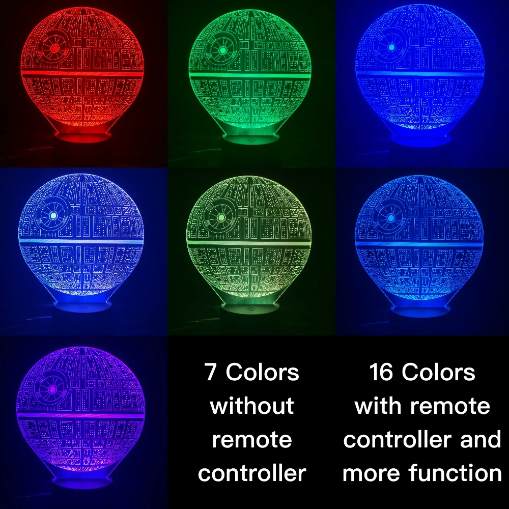 Novelty Lights Star Wars Death Star 2 3D Illusion Night Lamp Lampara Hologram Atmosphere Office Decor Baby 3D Led Night Light
Novelty Lights Star Wars Death Star 2 3D Illusion Night Lamp Lampara Hologram Atmosphere Office Decor Baby 3D Led Night Light