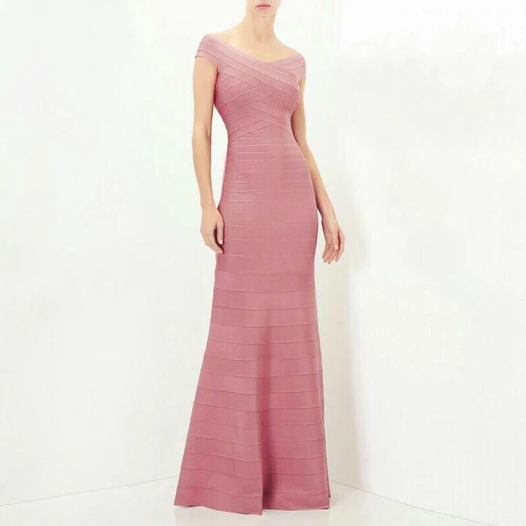 Fashion High Quality Slash Neck Pink Black Long Rayon Bandage Dress Elegant Evening Party Dress
Fashion High Quality Slash Neck Pink Black Long Rayon Bandage Dress Elegant Evening Party Dress