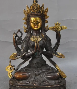 9"tibet buddhism bronze gilt 4 Arms Chenrezig goddess bodhisattva guanyin statue
9"tibet buddhism bronze gilt 4 Arms Chenrezig goddess bodhisattva guanyin statue