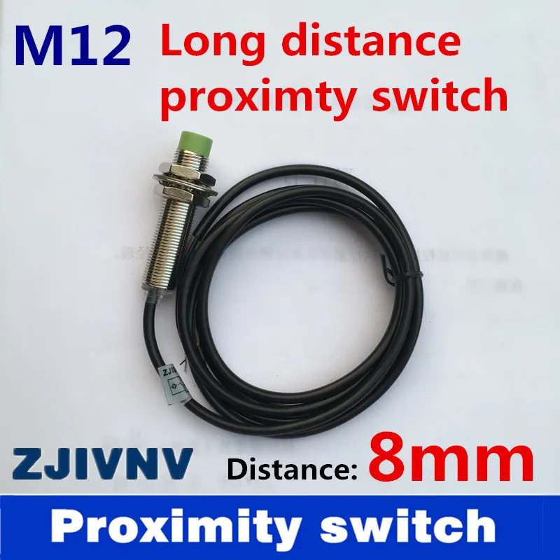 

5PCS/LOT Long distance M12 proximity sensor switch inductive DC 3 wires, 8mm distance PNP NO,PNP NC, NPN NO, NPN NC non-flush