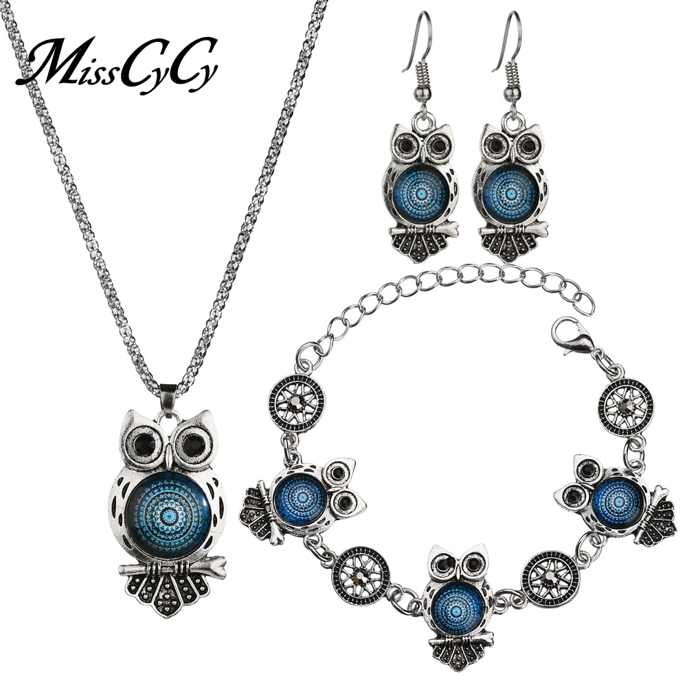 MissCyCy Ancient Silver Color Owl Jewelry Set 2018 New Synthetic Blue Stone Pendant Necklace Bracelet Earring Sets for Women
MissCyCy Ancient Silver Color Owl Jewelry Set 2018 New Synthetic Blue Stone Pendant Necklace Bracelet Earring Sets for Women