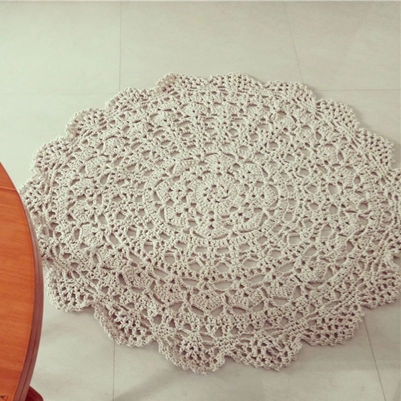 2017 new arrival 120cm round natural cotton rope crochet lace floor rug for living room handmade carpet with colorful rope
2017 new arrival 120cm round natural cotton rope crochet lace floor rug for living room handmade carpet with colorful rope