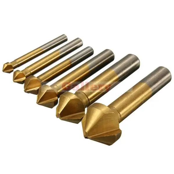 6 Pcs 90 Degree 3 Flute Hss Titanium Coated Chamfer Chamfering End Mill Cutter Drill Bit Set Forstner Drill Bit Drill Bit
6 Pcs 90 Degree 3 Flute Hss Titanium Coated Chamfer Chamfering End Mill Cutter Drill Bit Set Forstner Drill Bit Drill Bit