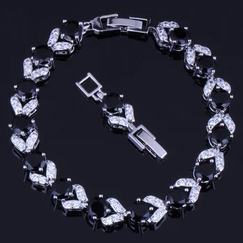 Luxurious Round Black Cubic Zirconia White CZ Silver Plated Link Chain Bracelet 18cm 20cm V0045
Luxurious Round Black Cubic Zirconia White CZ Silver Plated Link Chain Bracelet 18cm 20cm V0045