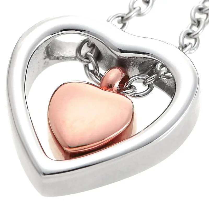 Double Heart Rose Gold Cremation Urn Necklace Pendant Funnel Fill Kit Keepsake Memorial Ashes | Украшения и аксессуары
