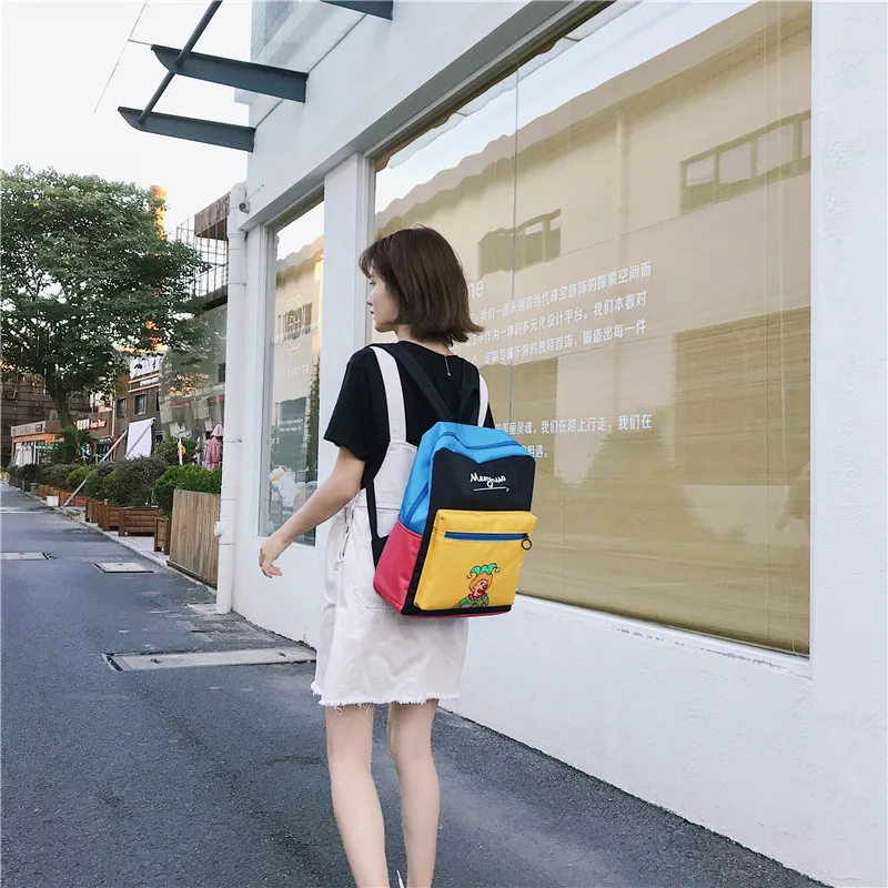 Menghuo Panelled Backpack Women Large Capacity School Backpack Bags for Girls 2018 Clown Printing Ultralight Backpack MochilasIMG_8344