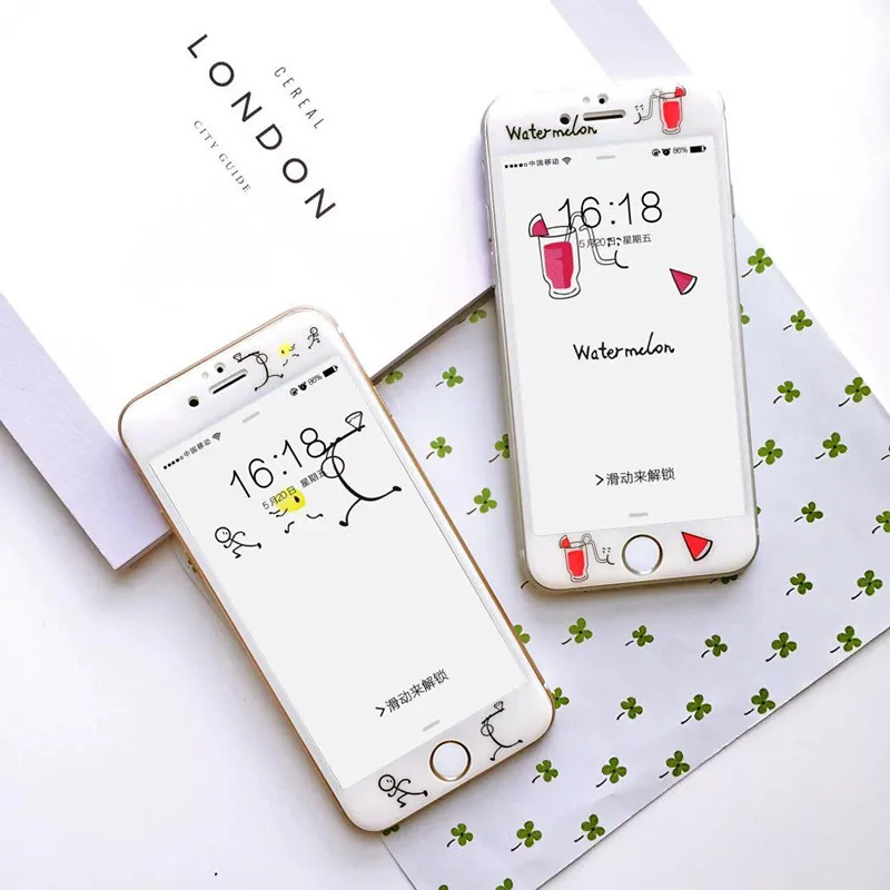 For iPhone6 6s 6Plus 6sPlus Cute Cartoon Tempered Glass Screen Protector 3D Arc Edge Ultrathin Full Cover Mobile Phone Film | Мобильные
