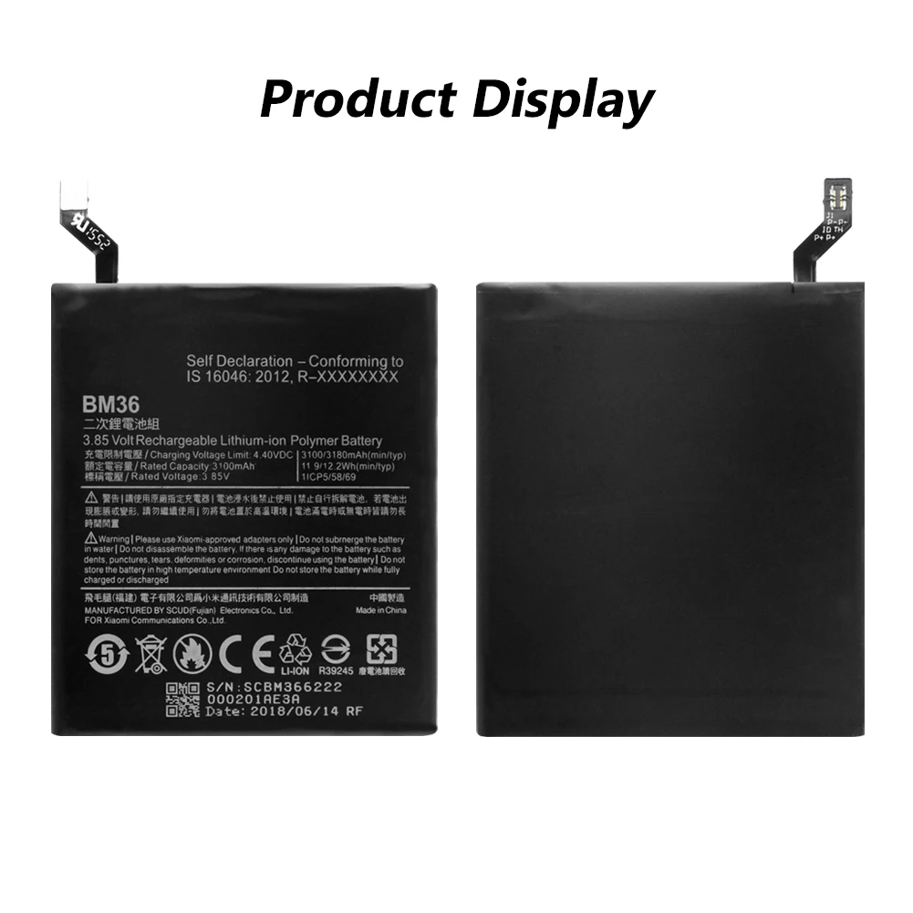 Replacement High Efficiency 3180mAh Original BM36 BM-36 BM 36 Phone Battery For Xiaomi 5S Mi 5S Mi5S Rechargeable Battery 
Replacement High Efficiency 3180mAh Original BM36 BM-36 BM 36 Phone Battery For Xiaomi 5S Mi 5S Mi5S Rechargeable Battery
