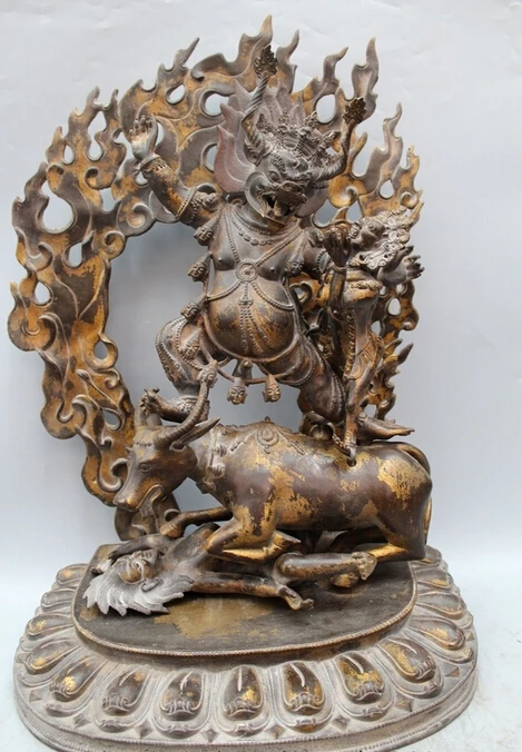 xd 002426 21" Old Tibet Buddhism Bronze Gilt Ox Head Mandkesvara Yab-Yum Buddha Statue
xd 002426 21" Old Tibet Buddhism Bronze Gilt Ox Head Mandkesvara Yab-Yum Buddha Statue