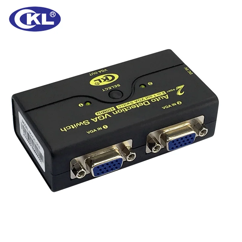 CKL ABS Auto VGA Switch 2 in 1 out, 1 Monitor 2 Computers Switcher Support Auto Detection 2048*1536 450MHz USB Powered CKL-21A
CKL ABS Auto VGA Switch 2 in 1 out, 1 Monitor 2 Computers Switcher Support Auto Detection 2048*1536 450MHz USB Powered CKL-21A