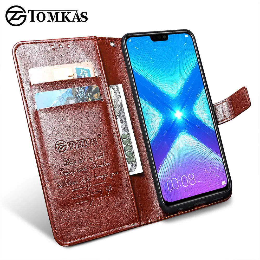 Роскошный кожаный флип-чехол TOMKAS для Honor 8x360 защитный чехол телефона бумажник