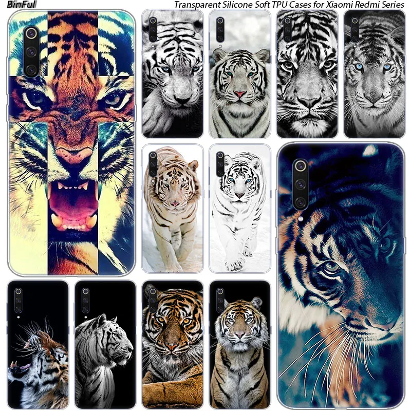 Hot Animal tiger Silicone Case For Xiaomi Pocophone F1 9T 9 9SE 8 A2 Lite A1 Mix3 Redmi K20 7A Note 4 4X 5 6 7 Pro S2 Cover | Мобильные