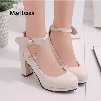 Marlisasa Mulheres Saltos Altos Women Cute Waterproof White High Heel Pumps Lady Black Pu Leather Sexy Party High Shoes F3112
Marlisasa Mulheres Saltos Altos Women Cute Waterproof White High Heel Pumps Lady Black Pu Leather Sexy Party High Shoes F3112