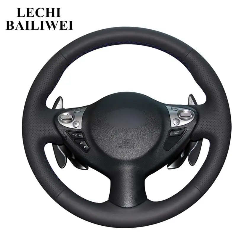 Black Artificial Leather Hand-stitched Car Steering Wheel Cover for Infiniti FX FX35 FX37 FX50 QX70 2014-2018 Nissan Juke
Black Artificial Leather Hand-stitched Car Steering Wheel Cover for Infiniti FX FX35 FX37 FX50 QX70 2014-2018 Nissan Juke