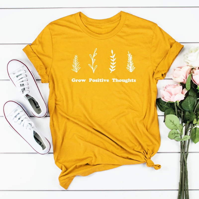 Summer Crewneck Grow Positive Thoughts Plants Print T-shirt Fashion Women Inspirational Tshirt Lady Botanical Graphic Tees Tops
Summer Crewneck Grow Positive Thoughts Plants Print T-shirt Fashion Women Inspirational Tshirt Lady Botanical Graphic Tees Tops