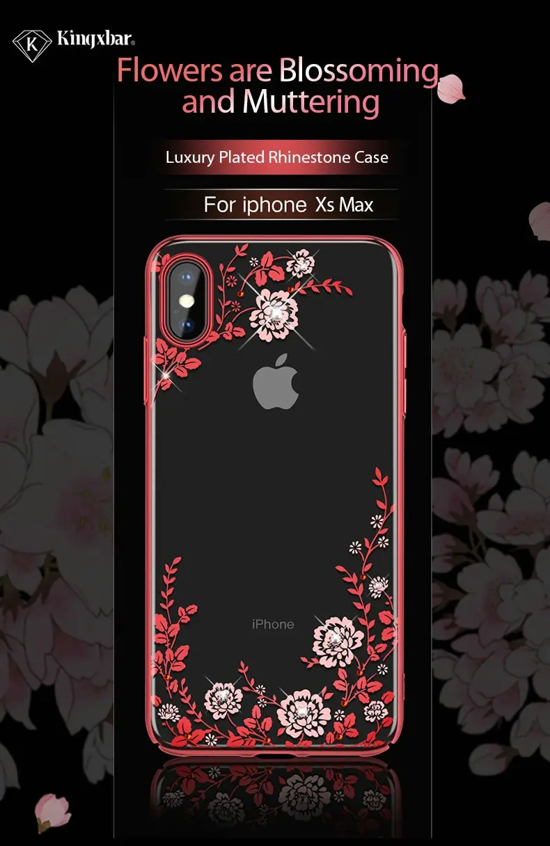 KINGXBAR Cover for iPhone Xs Flower Luxury Case for iPhone Xs Max Case Transparent for iPhone Xs Cover Fashionable for iPhoneXS (1)