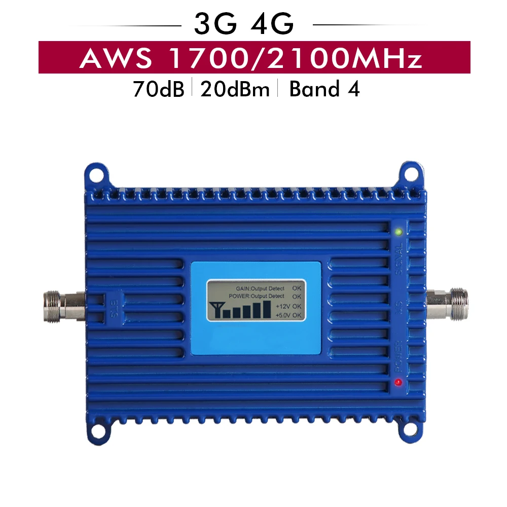 Gain 70dB Lcd display Mobile Signal Amplifier 3G 4G AWS 1700/2100 Cellphone Signal Repeater LTE Band 4(1700/2100) Signal Booster
Gain 70dB Lcd display Mobile Signal Amplifier 3G 4G AWS 1700/2100 Cellphone Signal Repeater LTE Band 4(1700/2100) Signal Booster