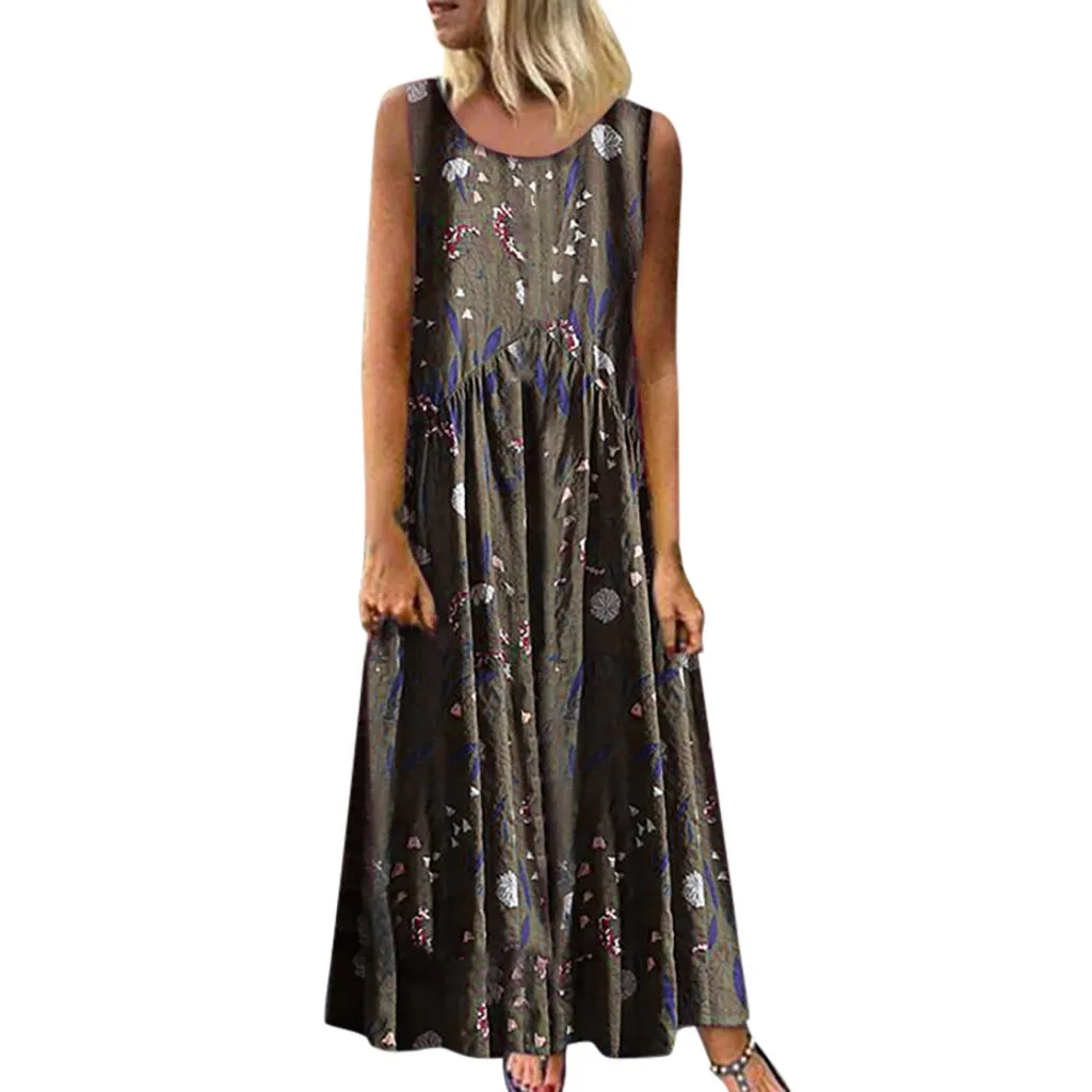 Women Summer Dress 2019 Sundress Linen Loose Plus Size Bohemian O-Neck Floral Print Vintage Sleeveless Long Maxi Dress L507
Women Summer Dress 2019 Sundress Linen Loose Plus Size Bohemian O-Neck Floral Print Vintage Sleeveless Long Maxi Dress L507