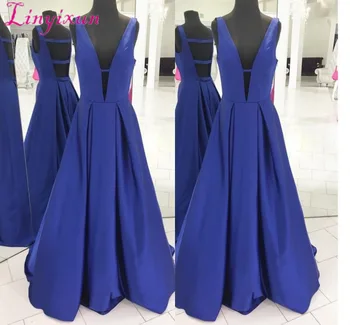 2018 Blue A Line Prom Dresses Deep V Neck Sleeveless Sexy Back Floor Length Prom Gowns Evening Dresses
2018 Blue A Line Prom Dresses Deep V Neck Sleeveless Sexy Back Floor Length Prom Gowns Evening Dresses
