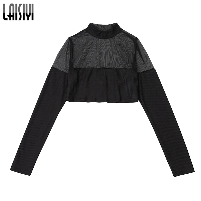 LAISIYI 2019 Autumn Patchwork Mesh Top Transparent Sexy Long Sleeve Crop Top Black T shirt Tee Shirt T-shirt Femme ASTS20510
LAISIYI 2019 Autumn Patchwork Mesh Top Transparent Sexy Long Sleeve Crop Top Black T shirt Tee Shirt T-shirt Femme ASTS20510