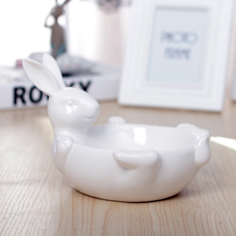 Ceramic Rabbit Figurine Jewelry Organizer Tray Decorative Porcelain Bunny Candy Dish Houseware Gift Craft Ornament Furnishing
Ceramic Rabbit Figurine Jewelry Organizer Tray Decorative Porcelain Bunny Candy Dish Houseware Gift Craft Ornament Furnishing