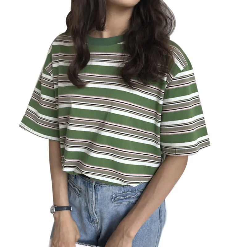 2019 Summer Tops Women's harajuku Streetwear Style T Shirt Short Sleeve O-Neck Long Striped Loose Tee camisetas verano mujer
2019 Summer Tops Women's harajuku Streetwear Style T Shirt Short Sleeve O-Neck Long Striped Loose Tee camisetas verano mujer