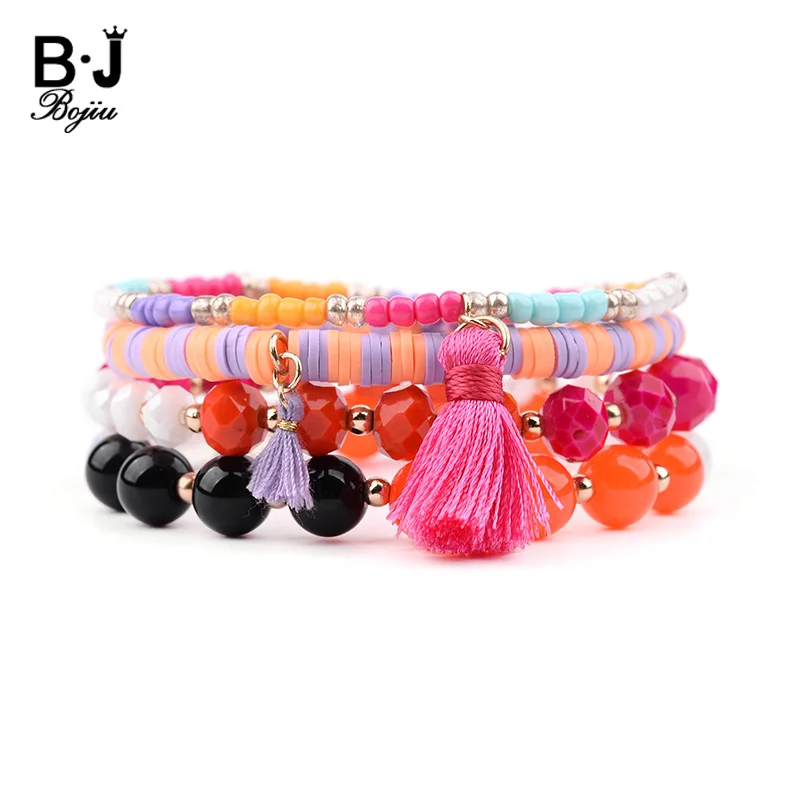 BOJIU 4 Pcs/Set Rubber Quartz Acrylic Crystal Bracelets Women Girl Orange White Purple Black Bead Tassel Charm Bracelet BCSET209
BOJIU 4 Pcs/Set Rubber Quartz Acrylic Crystal Bracelets Women Girl Orange White Purple Black Bead Tassel Charm Bracelet BCSET209