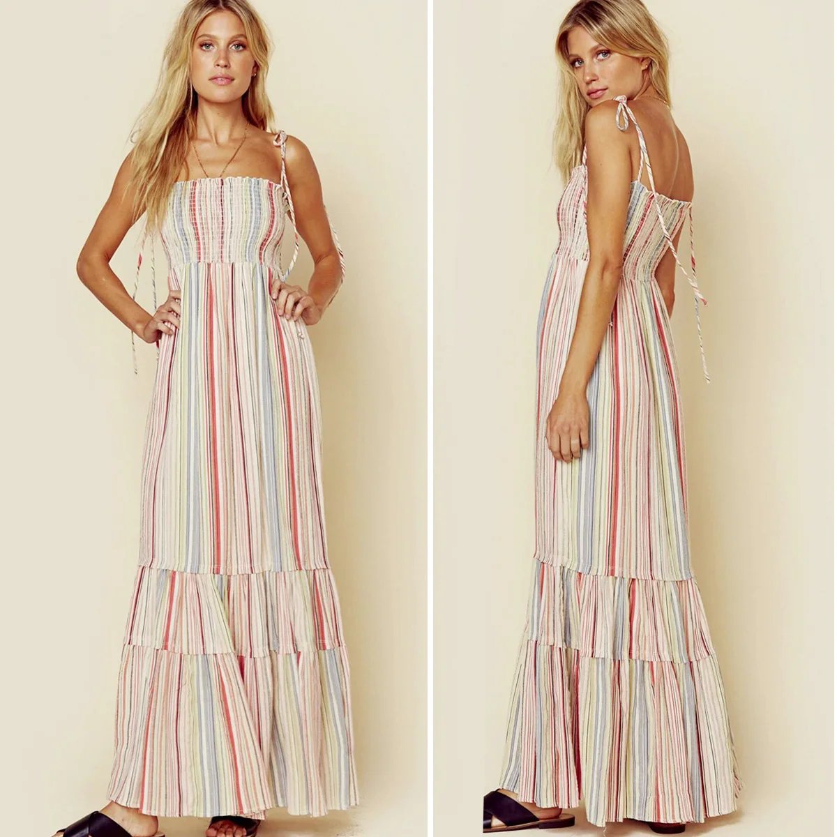 Softu Bohemian Woman Dress Sexy Spaghetti Strap Slash Neck Lace up Dress Floral Print Long Dresses Ladies Casual Beach Style
Softu Bohemian Woman Dress Sexy Spaghetti Strap Slash Neck Lace up Dress Floral Print Long Dresses Ladies Casual Beach Style
