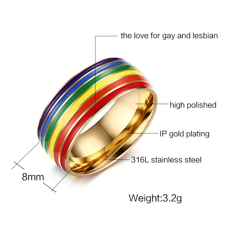 Rainbow Saphire Rings | LGBT Gold Ring