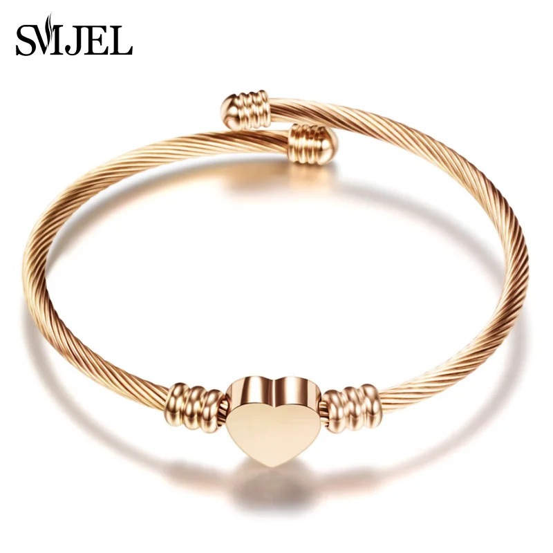 SMJEL New Elegant Heart Bangle Wristband Bracelet Cuff Gift Stainless Steel Jewelries Love Shape Bracelets Fine Pendientes
SMJEL New Elegant Heart Bangle Wristband Bracelet Cuff Gift Stainless Steel Jewelries Love Shape Bracelets Fine Pendientes