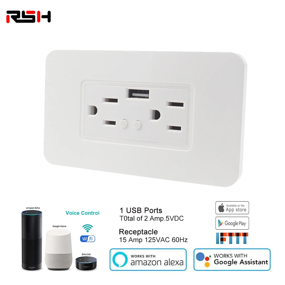 Smart WiFi Wall Outlets ,Works with Alexa Google Assistant IFTTT, No Hub Required,Standard Wall-in Outlet Shared With 90-125V
Smart WiFi Wall Outlets ,Works with Alexa Google Assistant IFTTT, No Hub Required,Standard Wall-in Outlet Shared With 90-125V