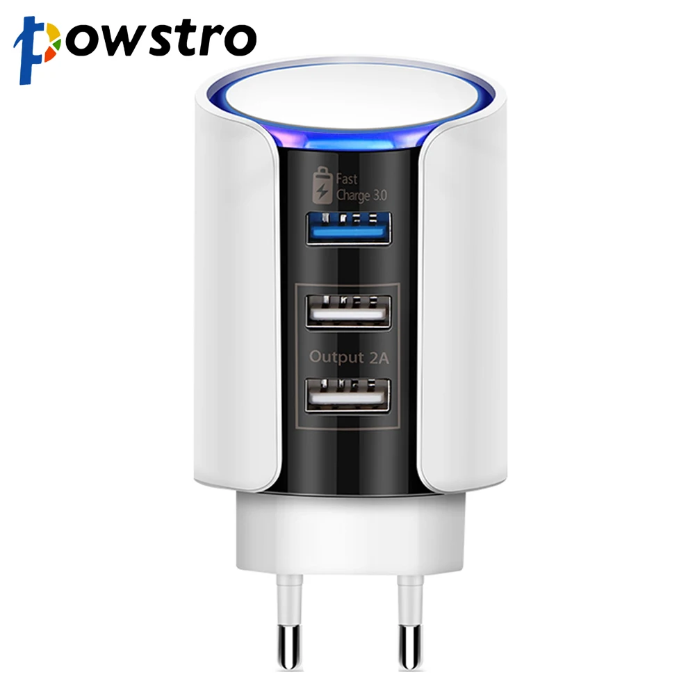 Powstro Fast 3.0 Fast Charge 3 USB Travel Phone Charger Mobile Phone Wall Charger Travel Adapter with LED Touch Indicate Light
Powstro Fast 3.0 Fast Charge 3 USB Travel Phone Charger Mobile Phone Wall Charger Travel Adapter with LED Touch Indicate Light