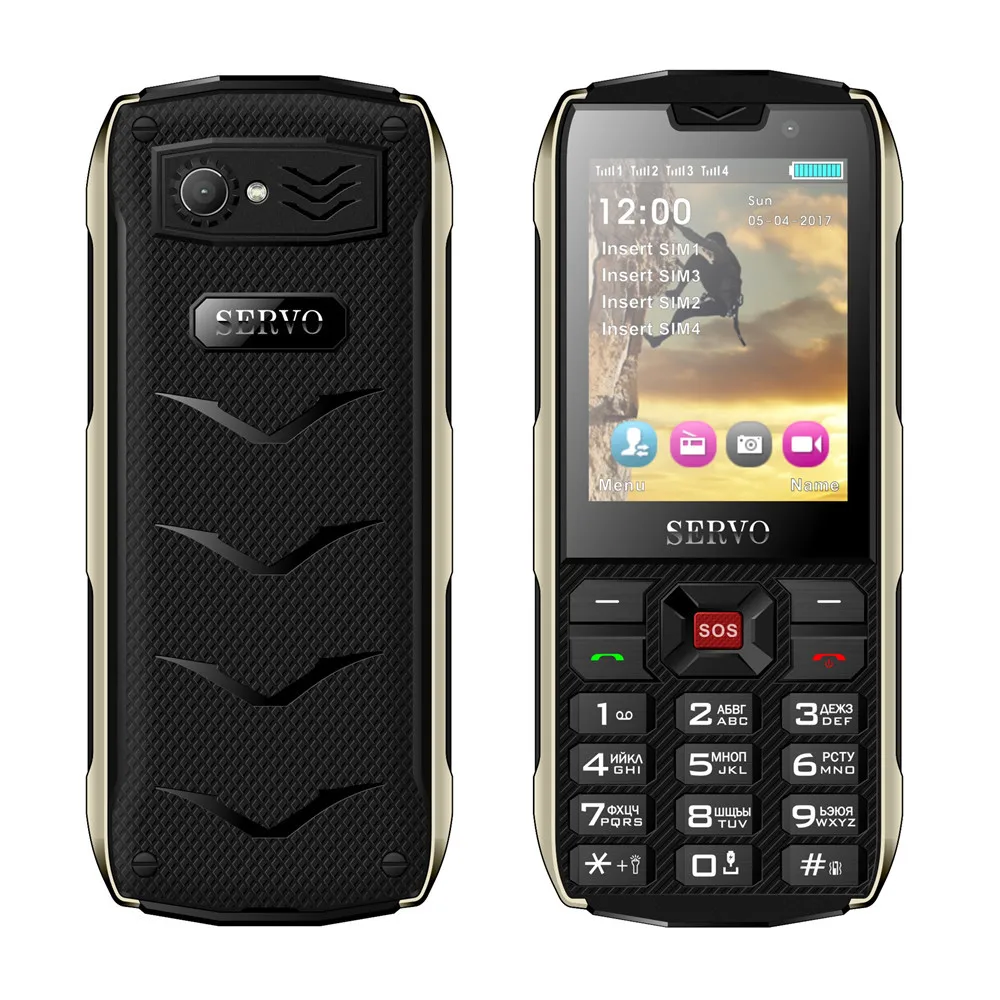 SERVO H8 мобильный телефон 2 8 дюймов 4 sim карты Bluetooth фонарик GPRS 3000 мАч Внешний