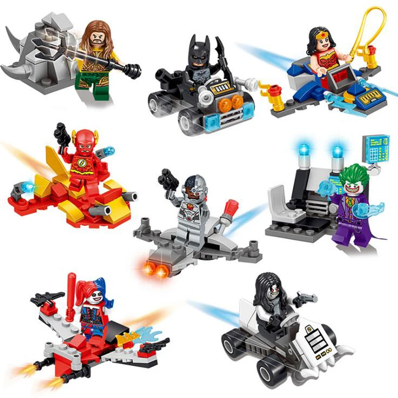 Legoings 8pcs DC Justice League Flash Joker Batman Aquaman Wonder Woman Harley Quinn Cyborg Building Blocks Toys for Children
Legoings 8pcs DC Justice League Flash Joker Batman Aquaman Wonder Woman Harley Quinn Cyborg Building Blocks Toys for Children