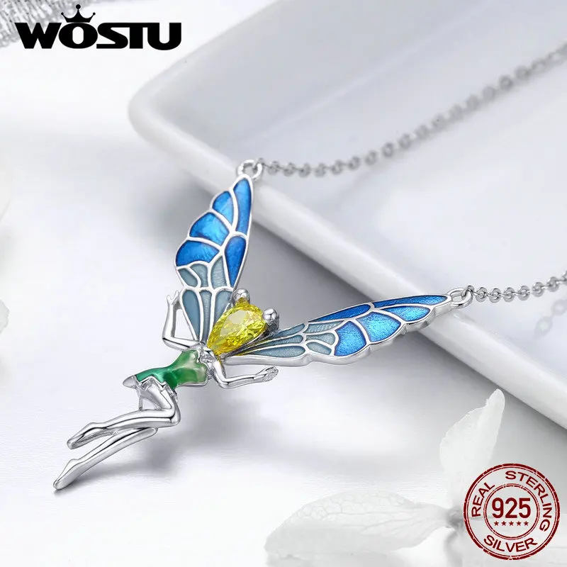 WOSTU Original Brand Real 925 Sterling Silver Butterfly Fairy Pendant Necklace For Women Fine Jewelry Gift For Lover FIN253
WOSTU Original Brand Real 925 Sterling Silver Butterfly Fairy Pendant Necklace For Women Fine Jewelry Gift For Lover FIN253
