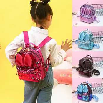 Kids Toddler Girls Rabbit Backpack Kindergarten Schoolbag Sequin Bag Gift