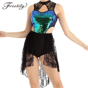 Women Female Shiny Sequins Bodice Sleeveless Asymmetric Lace Ballet Dance High-Low Dress Contemporary Lyrical Dance Costume
Women Female Shiny Sequins Bodice Sleeveless Asymmetric Lace Ballet Dance High-Low Dress Contemporary Lyrical Dance Costume