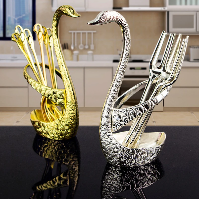 Stainless Steel Swan Base Holder with 3 Dessert Forks Coffee Spoons Set Tableware Home Decor Swan Base Holder Fruit Forks Set
Stainless Steel Swan Base Holder with 3 Dessert Forks Coffee Spoons Set Tableware Home Decor Swan Base Holder Fruit Forks Set