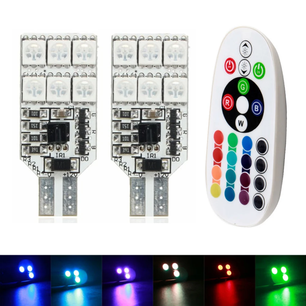 30Set/60PCS 12V T10 W5W 5050 12SMD Car RGB LED Auto Interior Dome Wedge Reading Head Light Lamp Bulb Remote Control Flash Strobe
30Set/60PCS 12V T10 W5W 5050 12SMD Car RGB LED Auto Interior Dome Wedge Reading Head Light Lamp Bulb Remote Control Flash Strobe