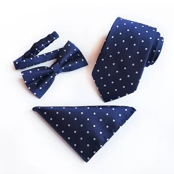 Navy Fashion Polyester Silk Neckties + Handkerchief + Bow Tie Set Pocket Square Towel Bowtie Wedding for Men
Navy Fashion Polyester Silk Neckties + Handkerchief + Bow Tie Set Pocket Square Towel Bowtie Wedding for Men