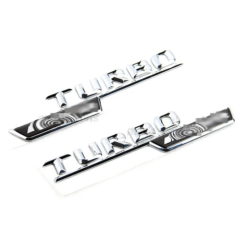 

10pair NEW Turbo Side Grill Chrome Plastic Car Boot Turbo Biturbo 3D Badge Emblem Sticker 140x17mm TOP