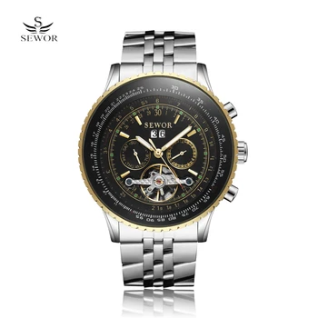 SEWOR Tourbillon Automatic Mechanical Full Steel Watchband Hollow Cool Stylish Chronograph Design Classic Mens Skeleton Watch
SEWOR Tourbillon Automatic Mechanical Full Steel Watchband Hollow Cool Stylish Chronograph Design Classic Mens Skeleton Watch