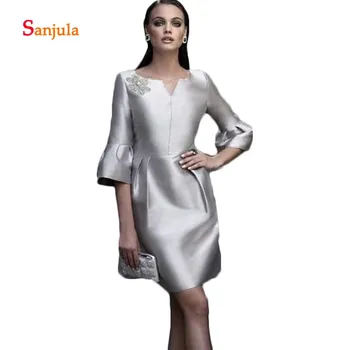 Knee Length Short Satin Mother of the Bride Dresses Scoop Beaded Half Sleeve Formal Dresses 2019 vestido mae da noiva SD314
Knee Length Short Satin Mother of the Bride Dresses Scoop Beaded Half Sleeve Formal Dresses 2019 vestido mae da noiva SD314