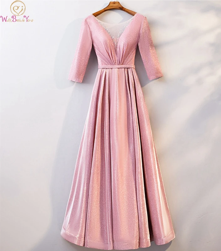 Pink Prom Dresses Sequined 2019 Newest A-line Simple Scoop Neck 3/4 Sleeves Floor Length Lace-up Beading vestido Evening Dress
Pink Prom Dresses Sequined 2019 Newest A-line Simple Scoop Neck 3/4 Sleeves Floor Length Lace-up Beading vestido Evening Dress