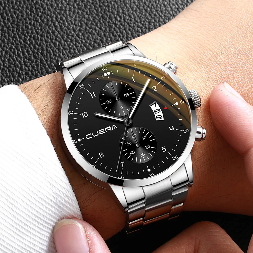 CUENA Men's Business Steel Belt Watch Three Eyes Calendar Quartz Watch Stainless Steel Case Leather Band watch Quartz Wristwatch
CUENA Men's Business Steel Belt Watch Three Eyes Calendar Quartz Watch Stainless Steel Case Leather Band watch Quartz Wristwatch